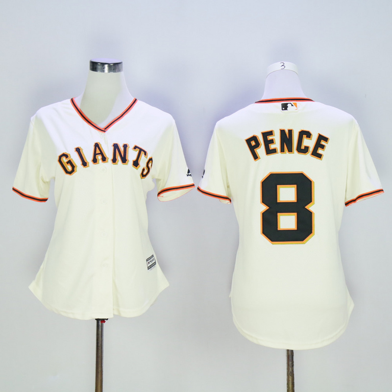 Women San Francisco Giants 8 Pence Cream MLB Jerseys